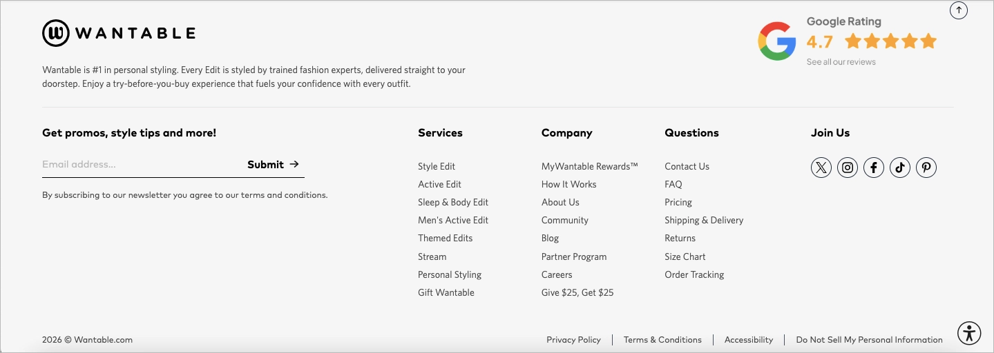 landing page components – footer