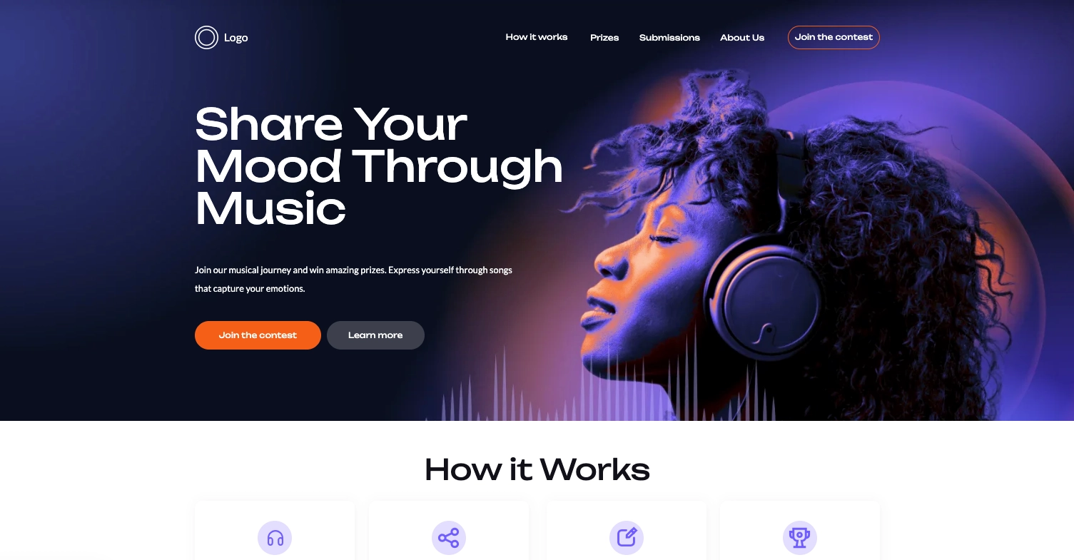 musikkonkurrence landing page skabelon