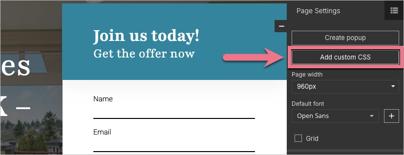 Adding custom CSS code