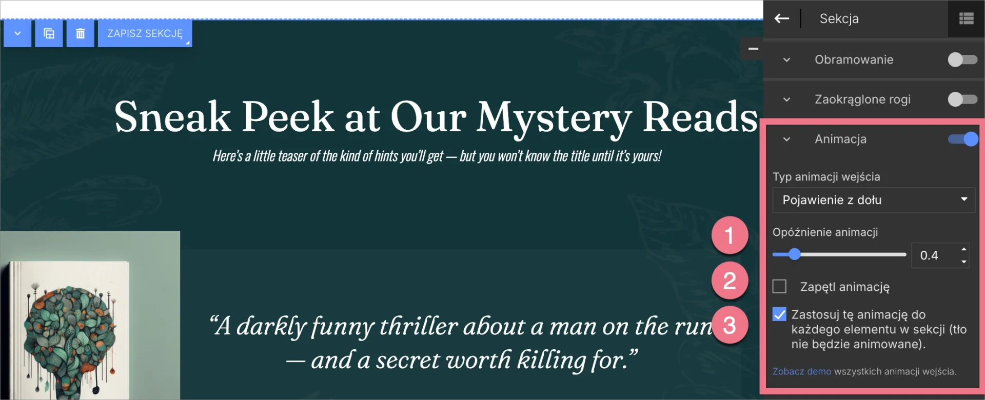 Opcje animacji widget&oacute;w