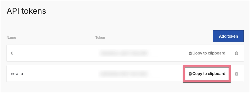 Copying API token from Landingi