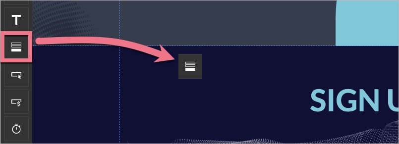 Przeciąganie widgetu Formularz w edytorze Landingi