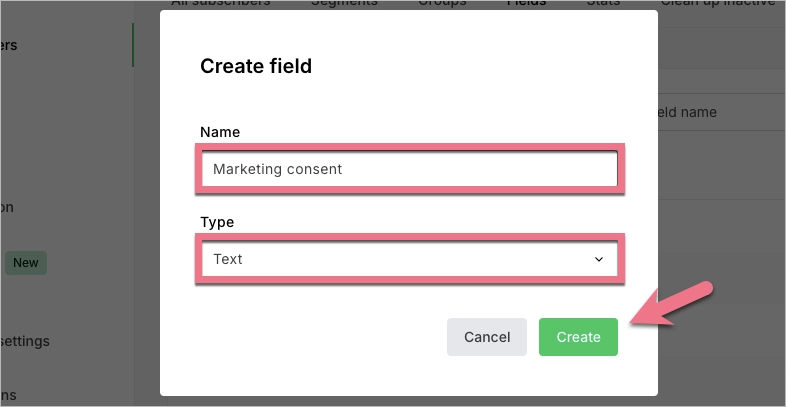 Creating new field in MailerLite