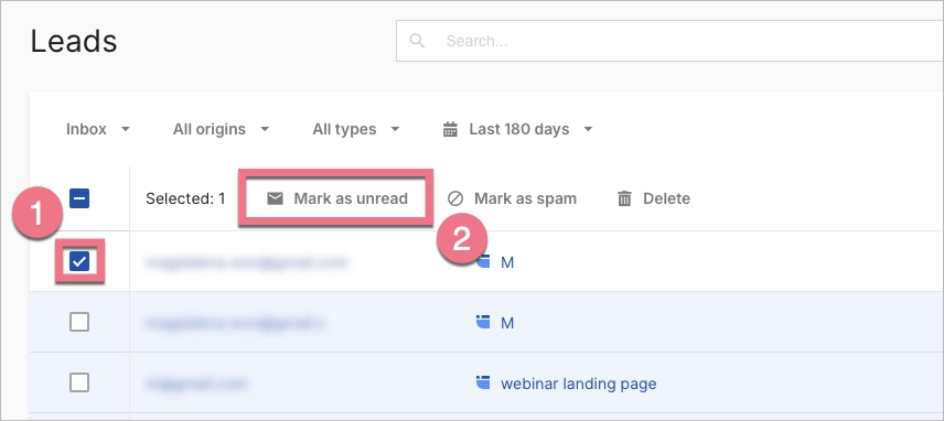 Marking leads as unread