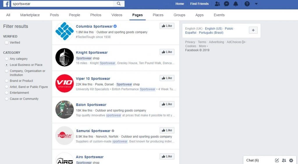 likes list on facebook