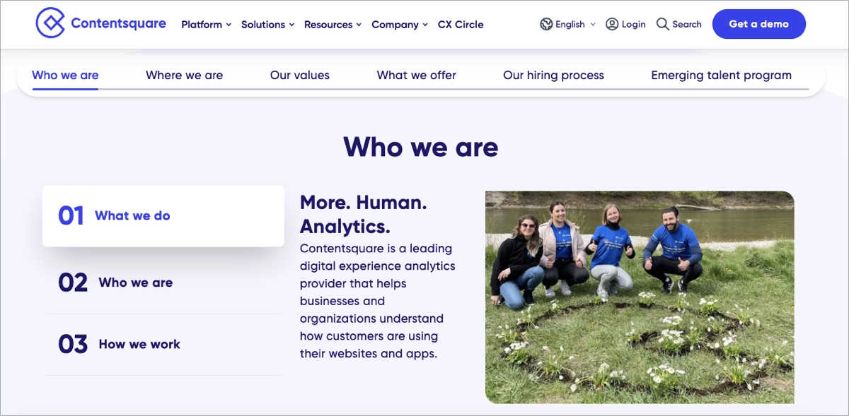 blocs de texte courts sur le recrutement landing page