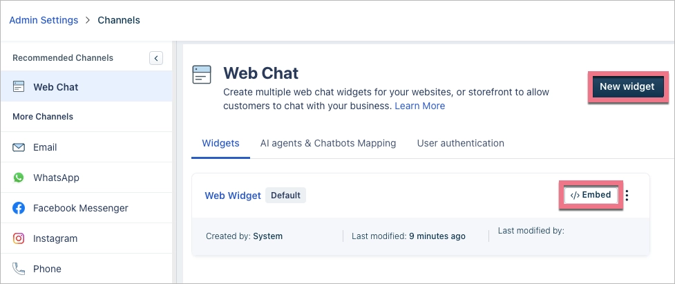 Widgets in Freshchat