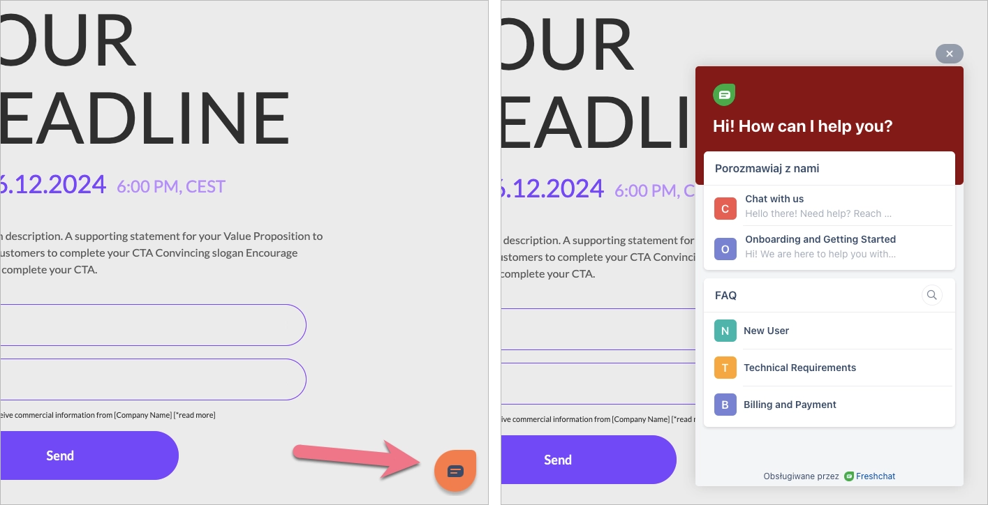 Freshchat w Landingi
