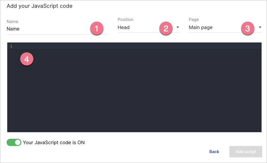 Adding JavaScript to head on main page