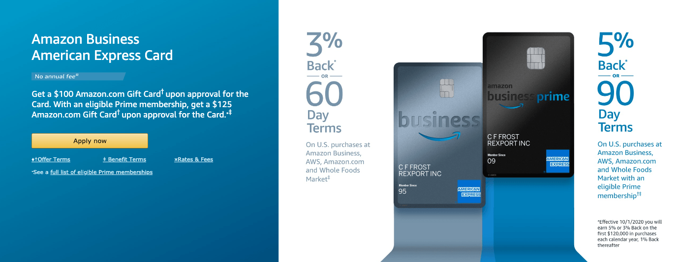 Amazon Business Card Page