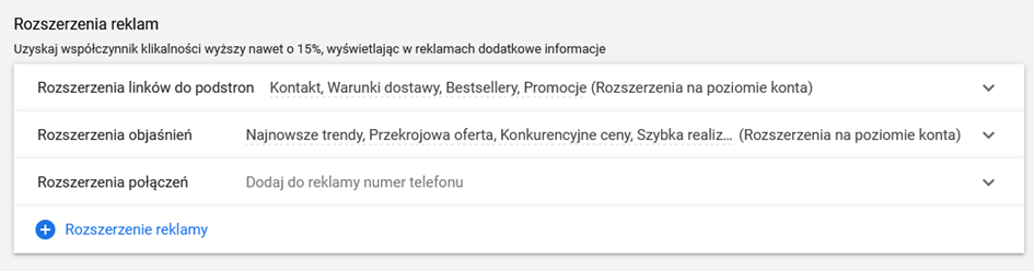 ozszerzenia reklam google ads