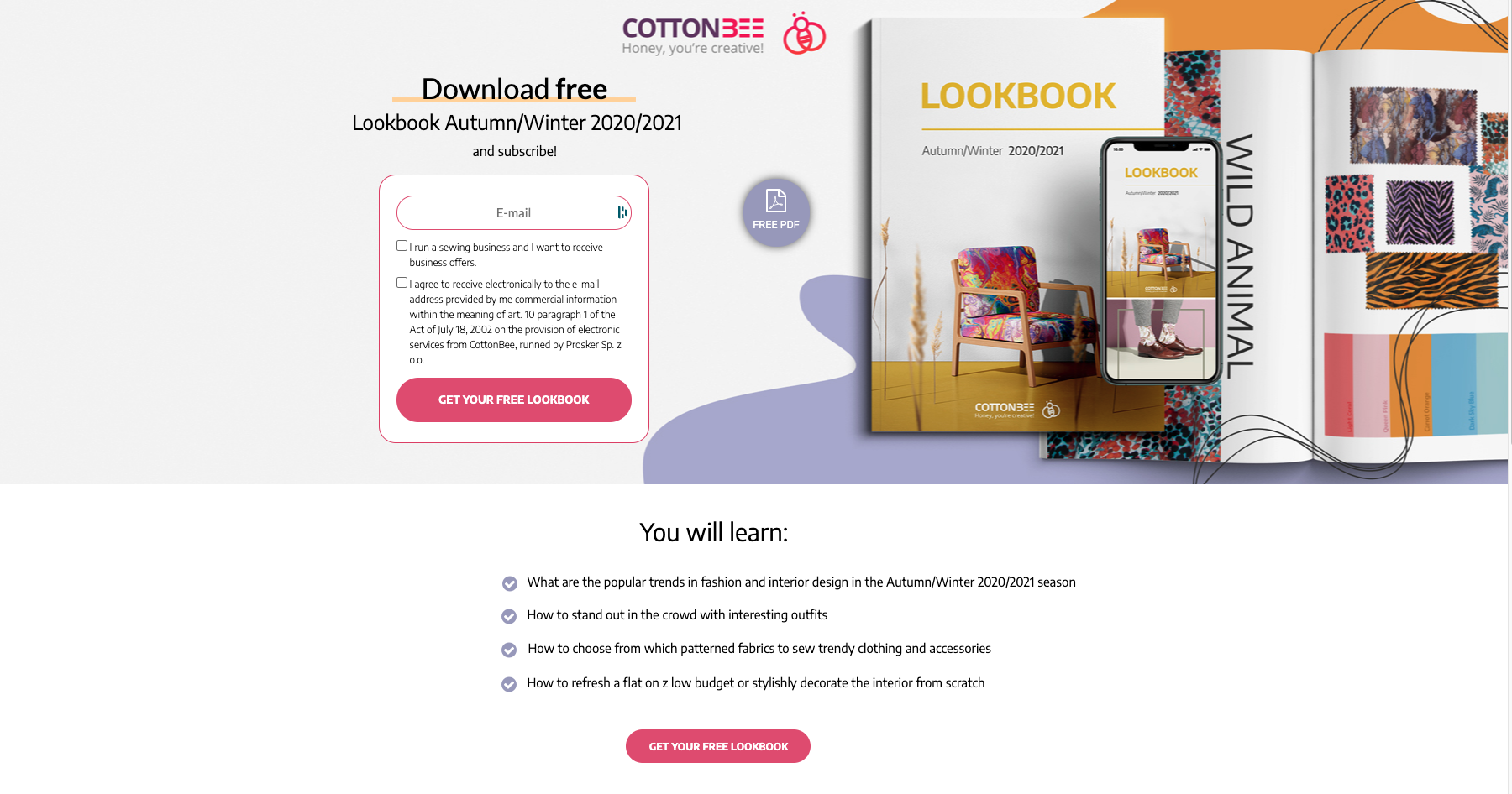 CottonBee landing page ES