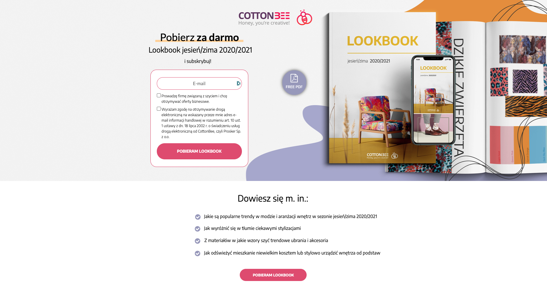 CottonBee landing page PL