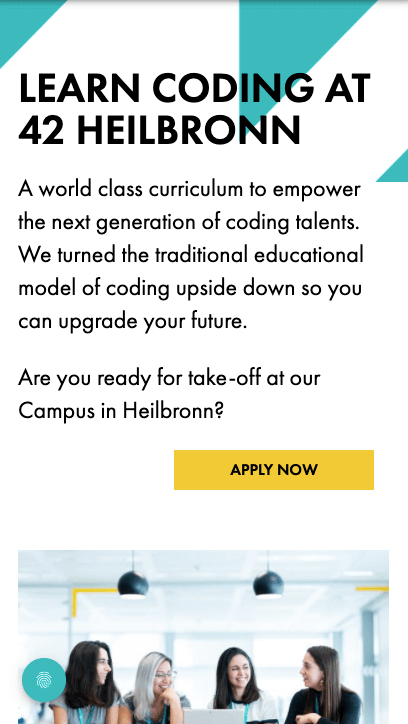 Landing page for 42 Heilbronn's coding school