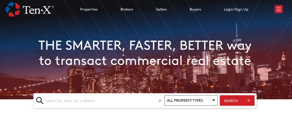 P&aacute;gina de destino do Ten-X Real Estate