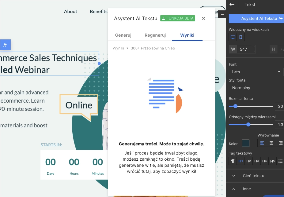 Generowanie tekst&oacute;w przez AI może potrwać parę minut