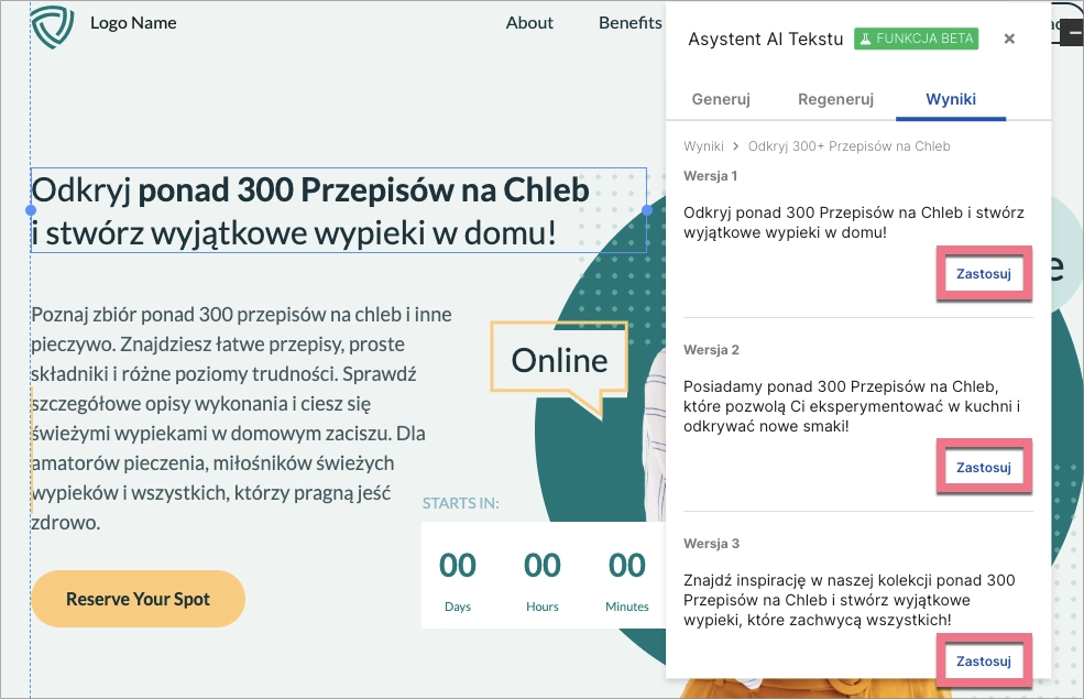 Zastosowanie treści zregenerowanych przez AI dla landing page'a