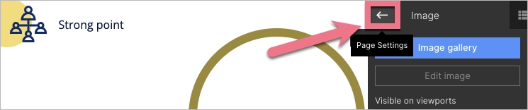 Click an arrow to come back to Page Settings