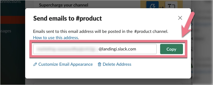 Copy the generated email address