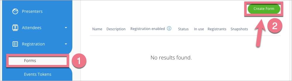 Create form in LiveWebinar