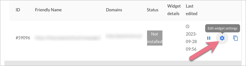 Click the right-side gear icon to go to widget settings in CallPage