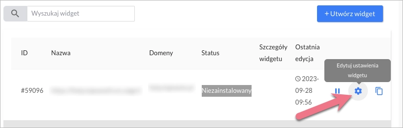 Edytuj ustawienia widgetu CallPage