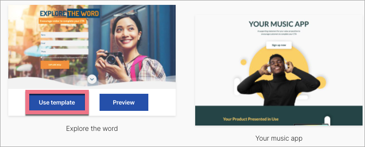 use template landingi