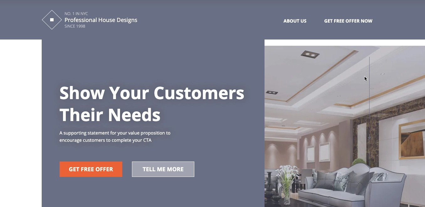 dise&ntilde;o arquitect&oacute;nico landing page plantilla
