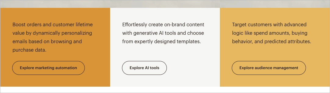 Przykład conversion copywritingu: Mailchimp