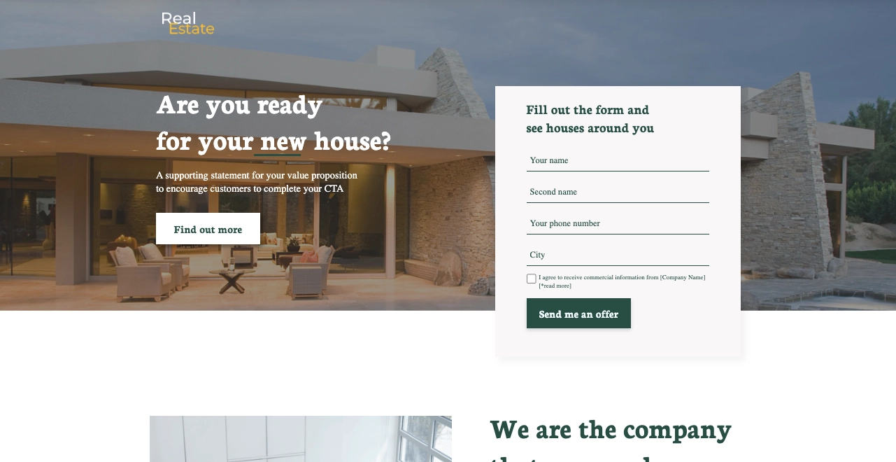 venta de inmuebles landing page plantilla