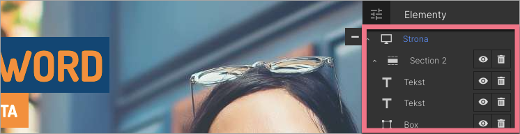 elementy w kreatorze landingi