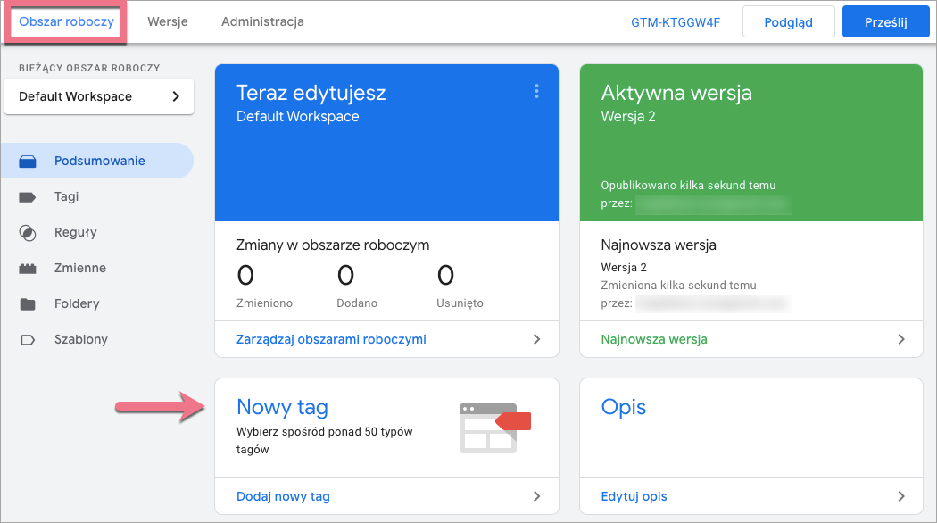 menadżer tag&oacute;w google na landing page