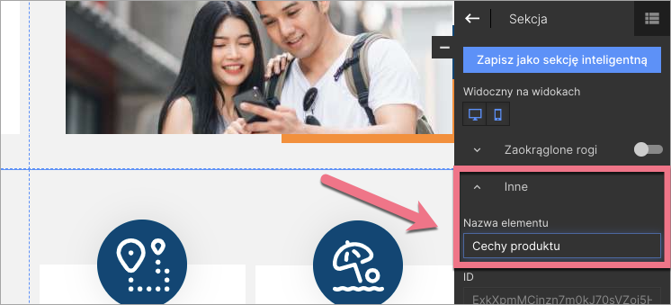 zmień nazwę&nbsp;sekcji
