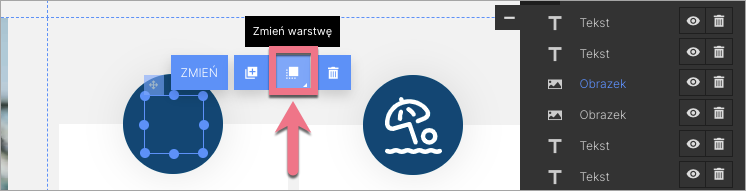 zmien warstwe widgetu