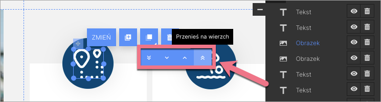 przenieś warstwę na wierzch