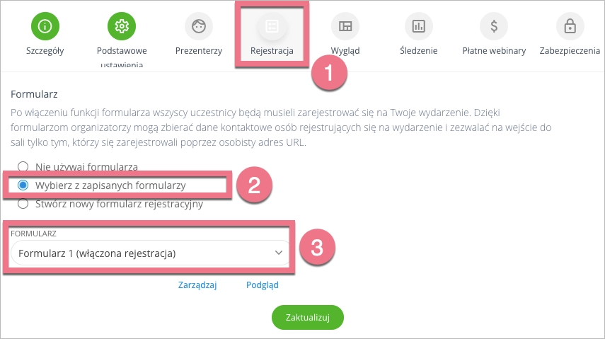 Wewnętrzna integracja Landingi z LiveWebinar