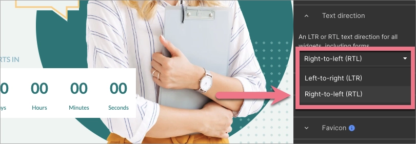 Drop-down list with RTL option