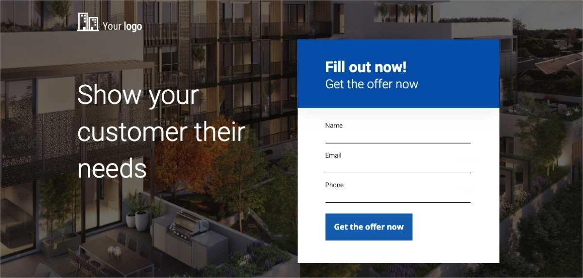 plantilla concisa landing page para inmobiliarias