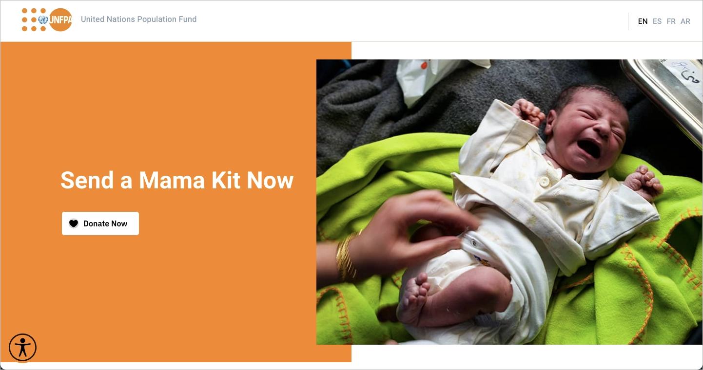 Beispiel f&uuml;r eine Landing Page einer Stiftung: UNFPA