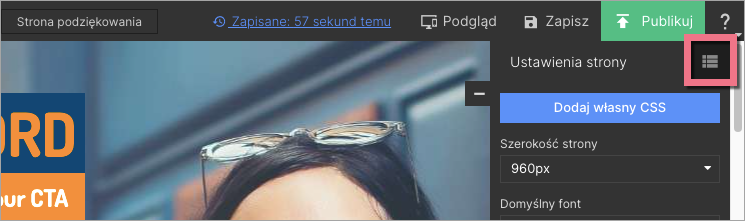 Przejście do listy element&oacute;w landing page'a