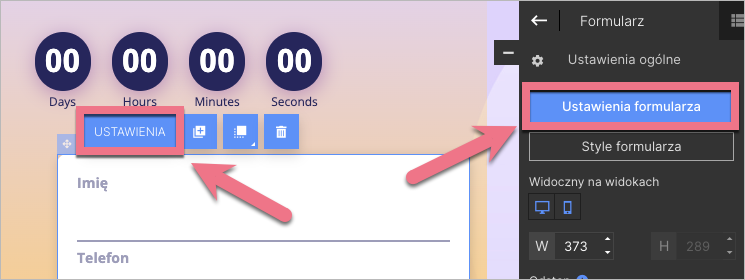 Ustawienia formularza w Landingi