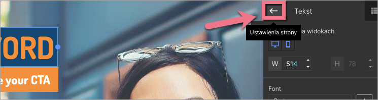 Powr&oacute;t do ustawień strony w edytorze Landingi