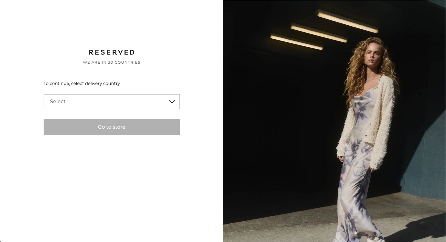 Example of a splash page by Reserved