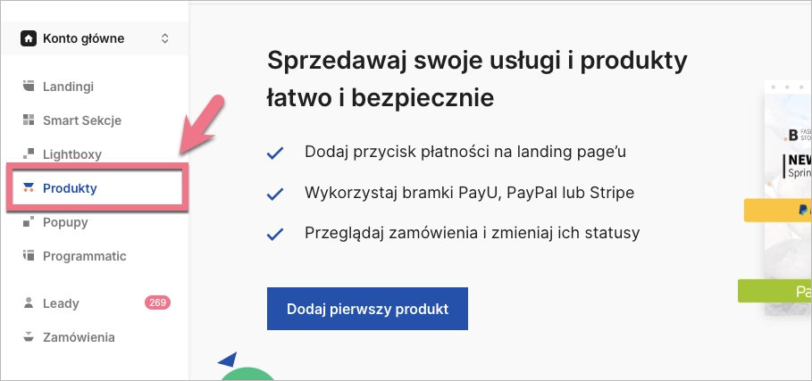 Zakładka produkty
