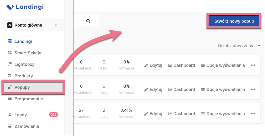 Jak stworzyć popup w Landingi