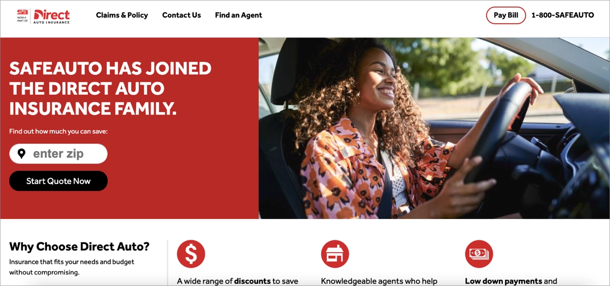 well-designed car insurance page