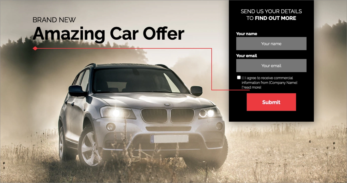 car dealership landing page template