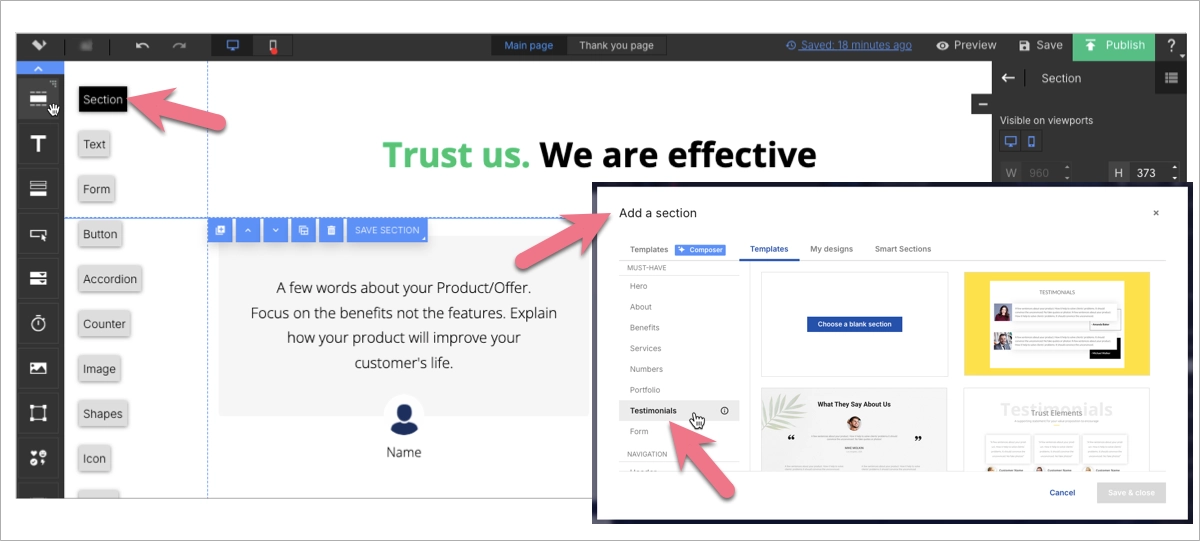 sezione prova sociale