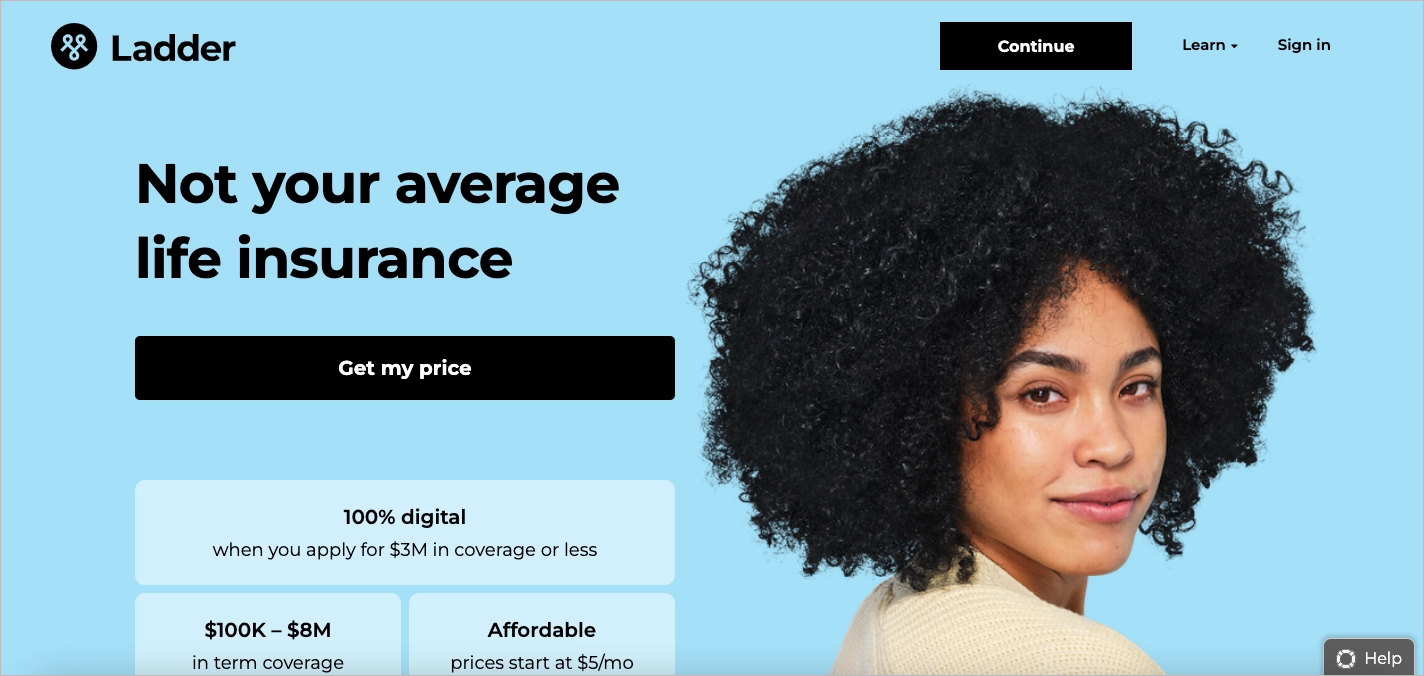 Versicherung landing page Beispiel