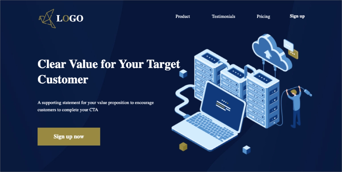 eine Vorlage f&uuml;r landing pages mit Lead-Capture-Formularen
